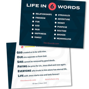 Li6W Cards - Life in 6 Words Gospel Cards - Evangelism Tool